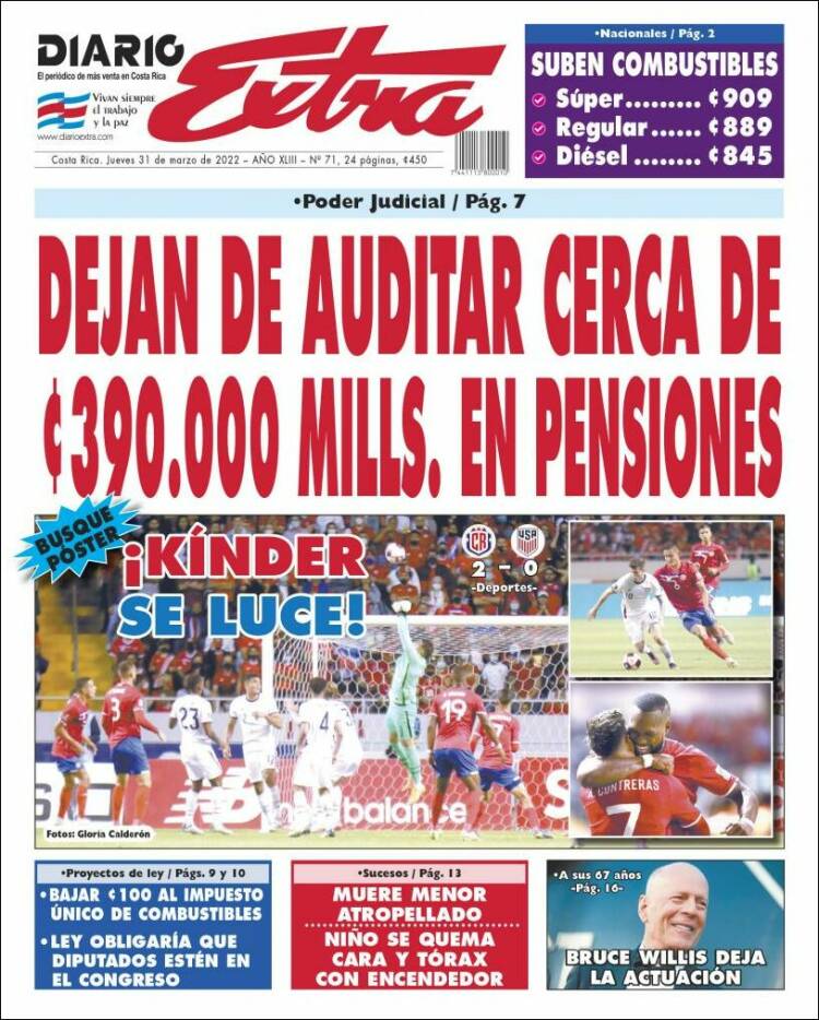 Portada de Diario Extra (Costa Rica)