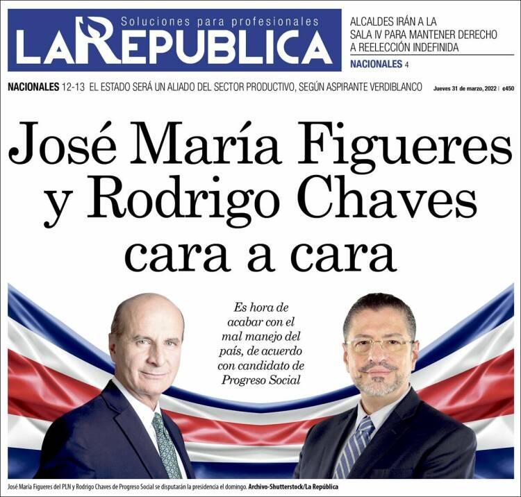 Portada de La República (Costa Rica)