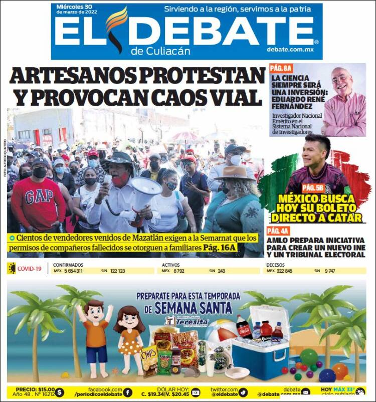 Portada de El Debate de Culiacán (México)