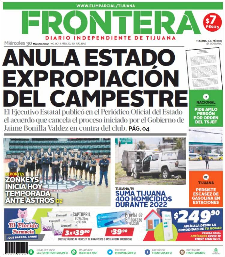 Portada de Frontera (México)