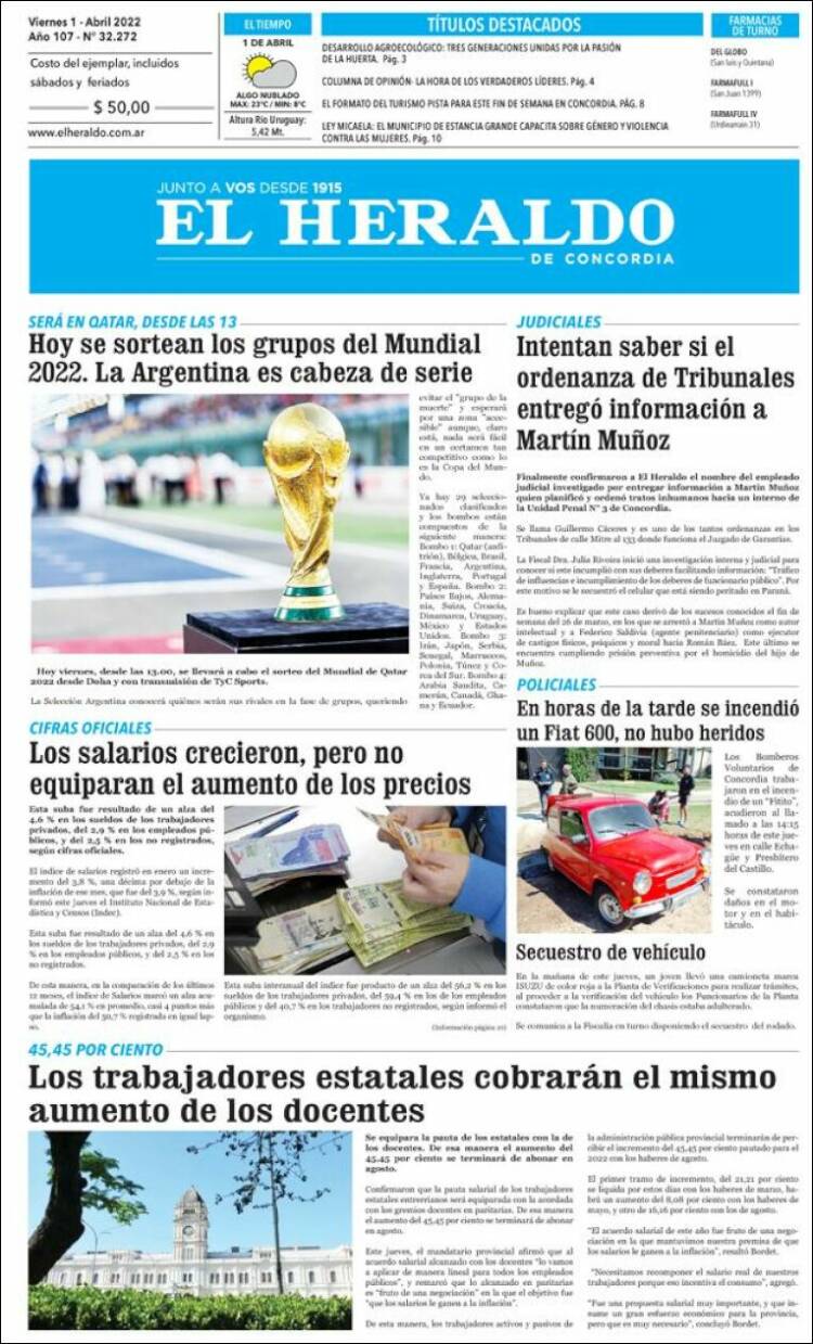 Portada de El Heraldo de Concordia (Argentina)