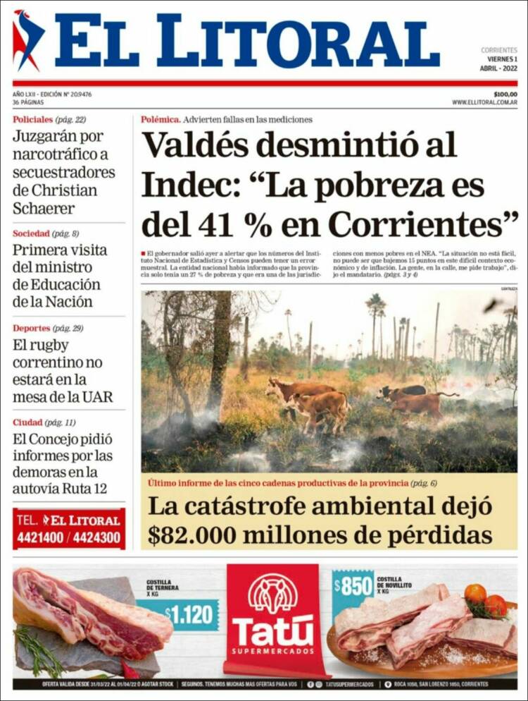 Portada de El Litoral Corrientes (Argentina)