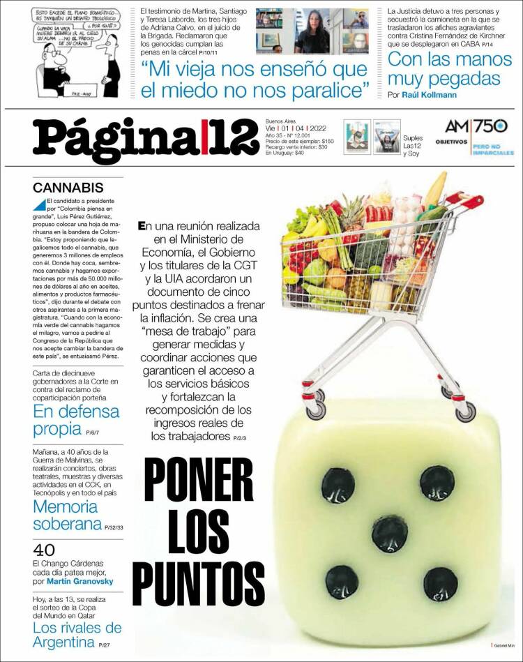 Portada de Página/12 (Argentina)