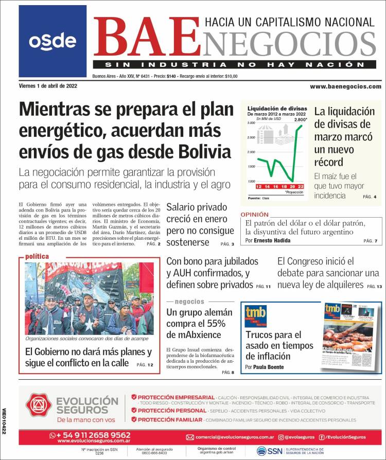 Portada de Buenos Aires Económico (Argentina)