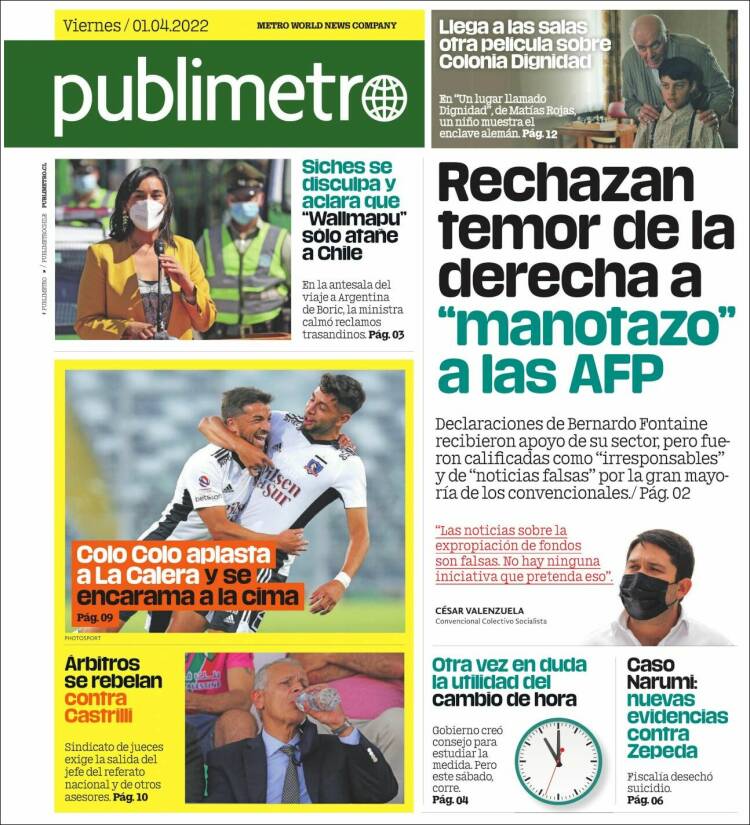 Portada de Publimetro (Chile)