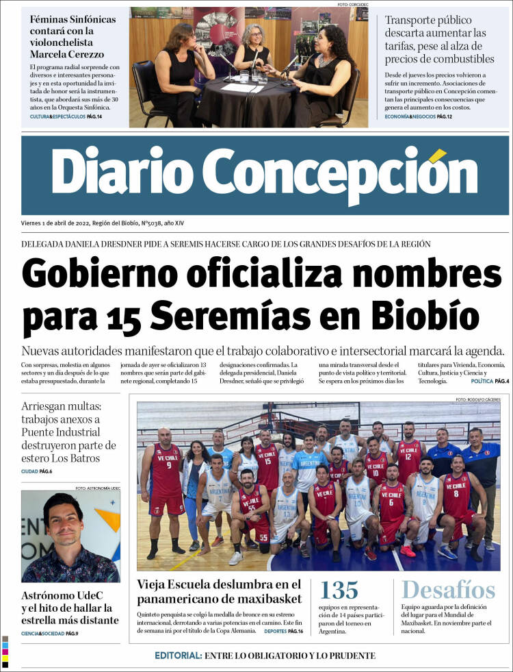 Portada de Diario de Concepción (Chile)