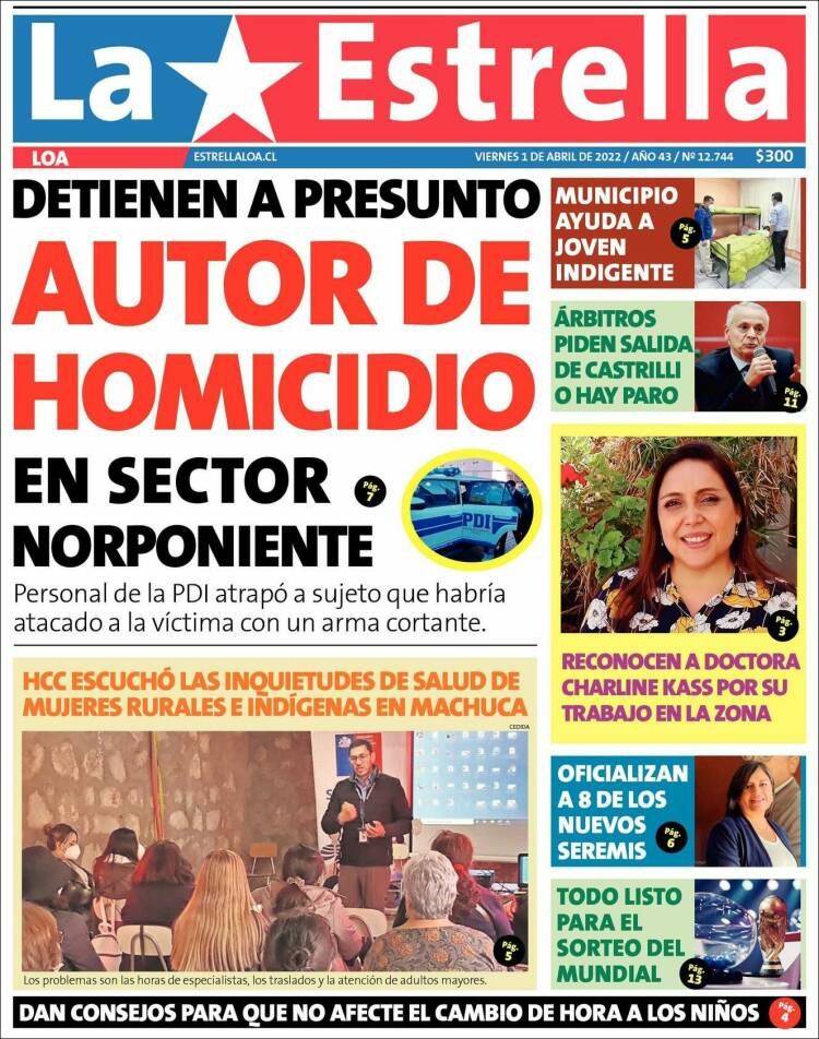 Portada de La Estrella de Loa (Chile)