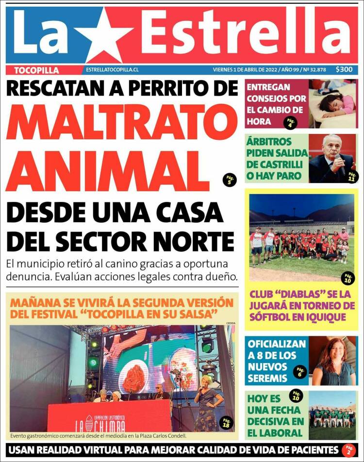 Portada de La Estrella de Tocopilla (Chile)