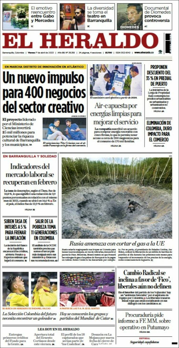 Portada de El Heraldo (Colombia)