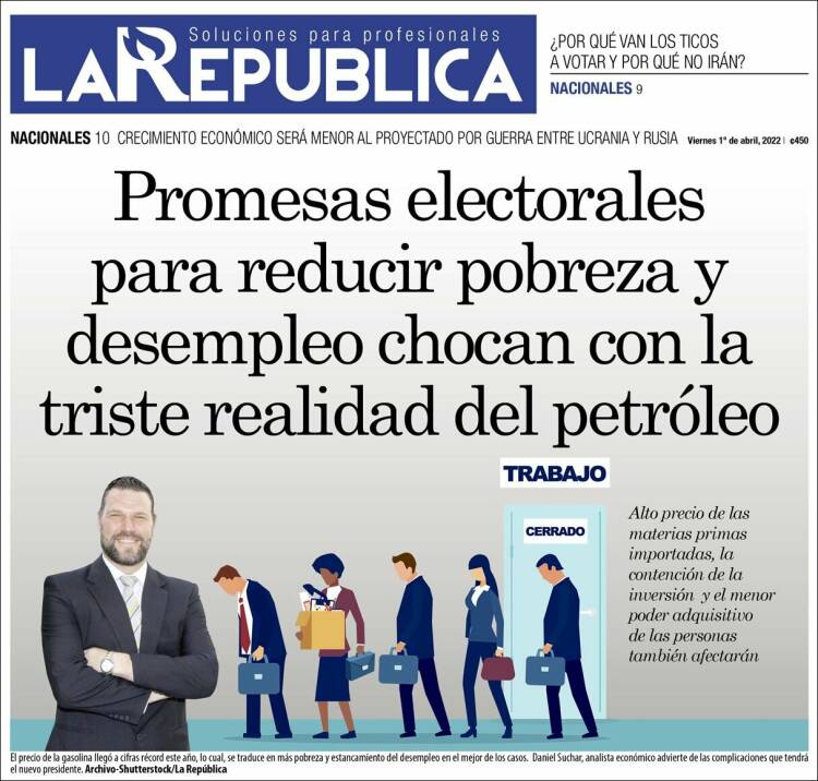 Portada de La República (Costa Rica)
