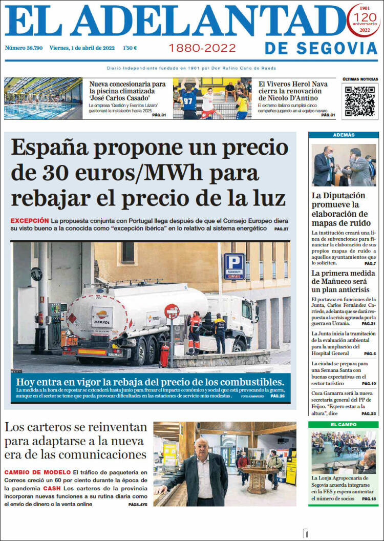 Portada de El Adelantado de Segovia (España)