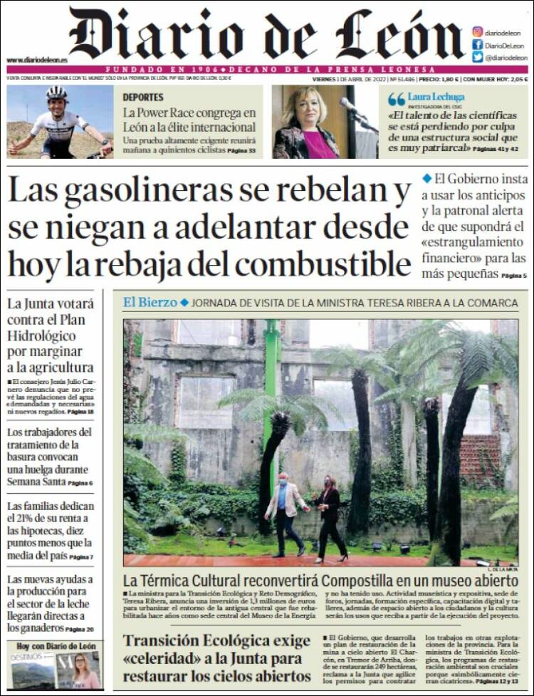 Portada de Diario de León (España)