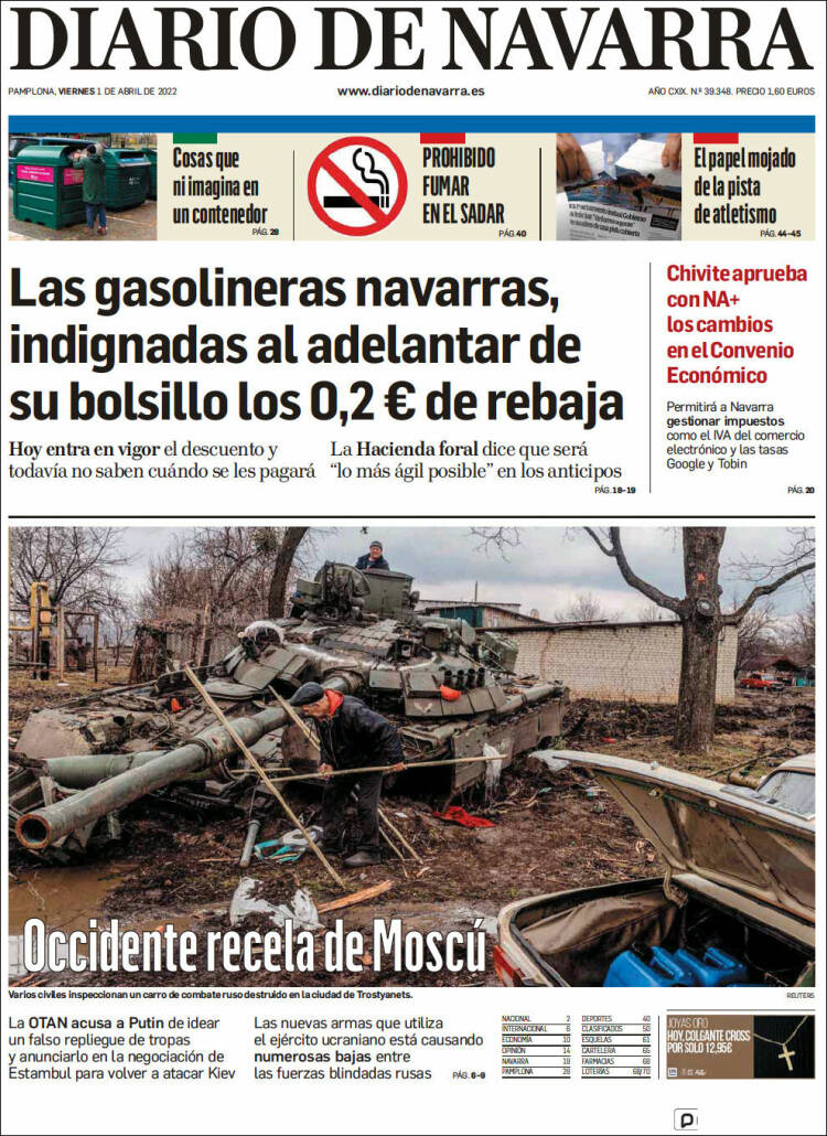 Portada de Diario de Navarra (España)