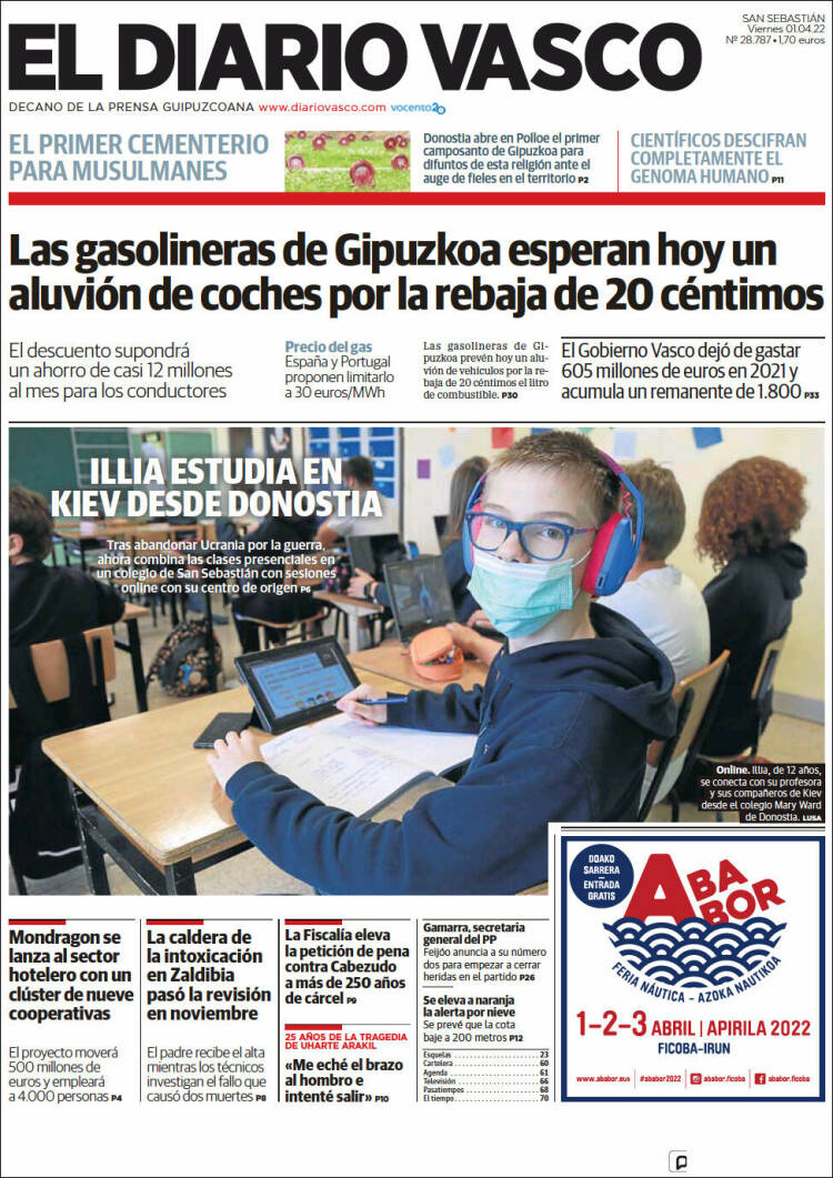 Portada de Diario Vasco (España)