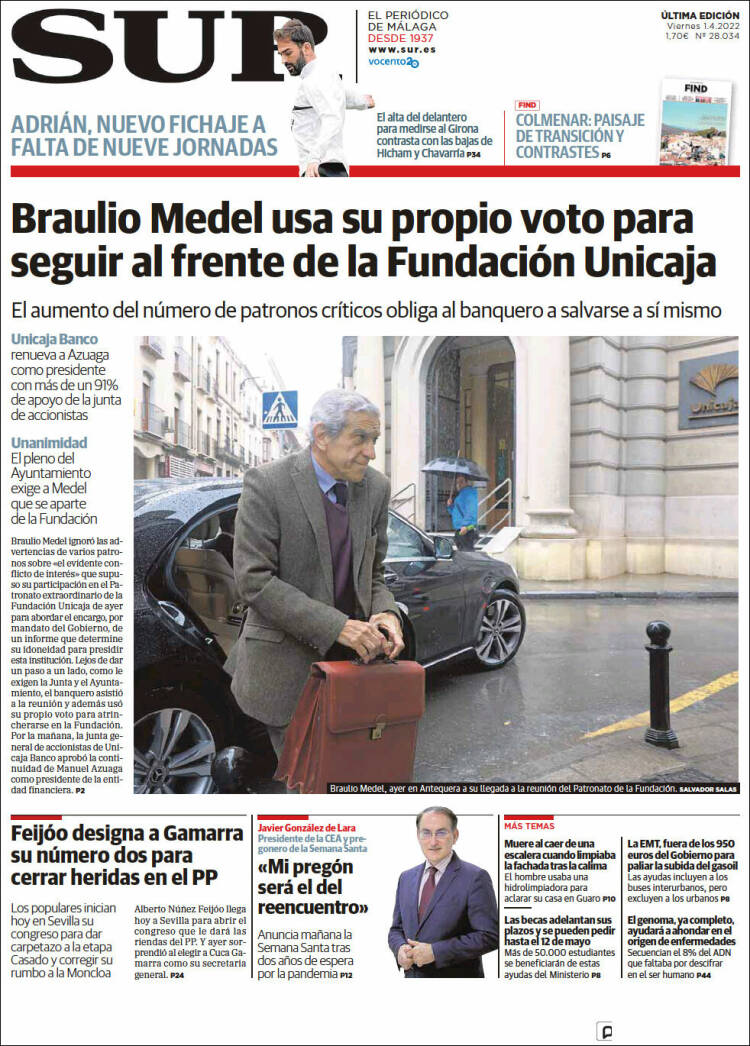 Portada de Diario el Sur (España)