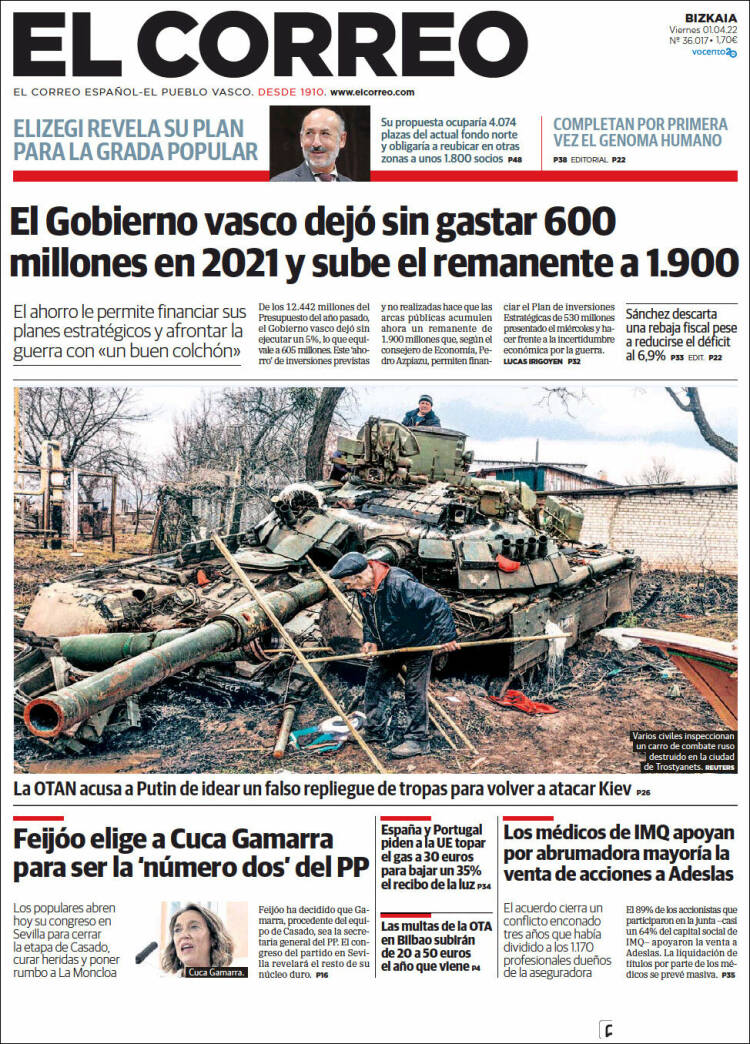 Portada de El Correo (España)