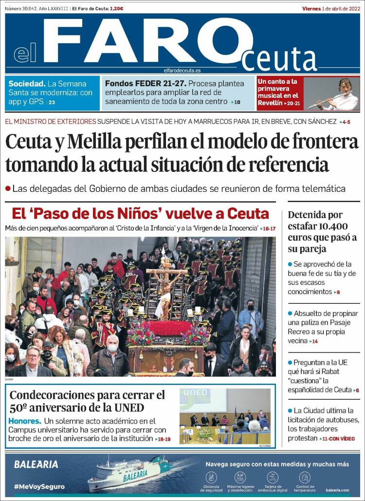 Portada de El Faro de Ceuta (España)
