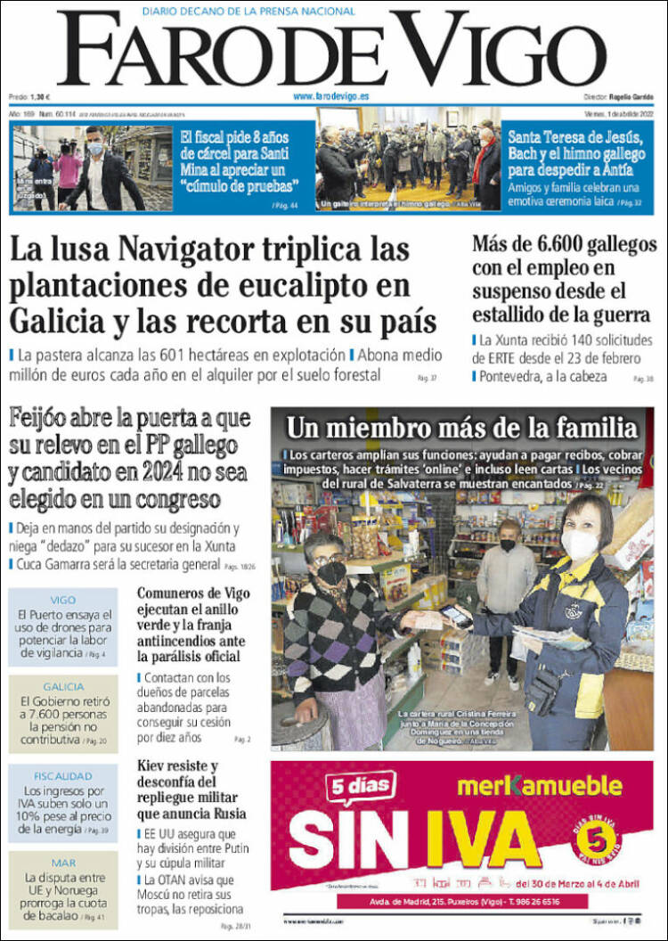 Portada de Faro de Vigo (España)