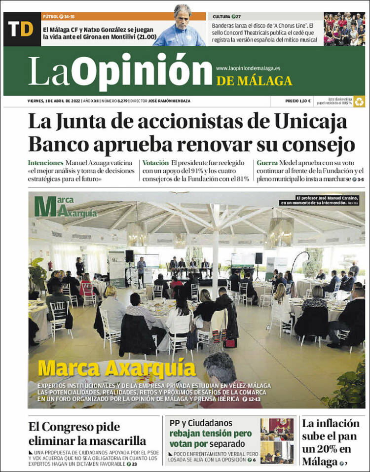 Portada de La Opinión de Málaga (España)