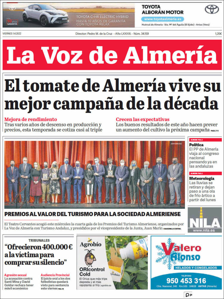 Portada de La Voz de Almería (España)