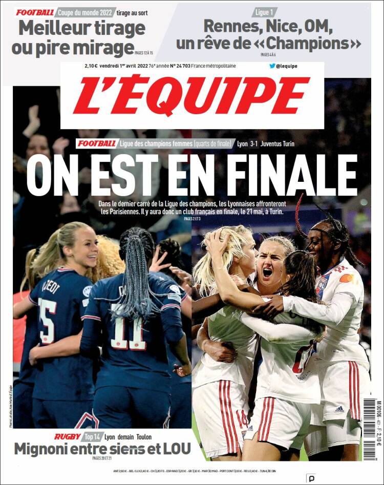 Portada de L'Equipe (Francia)