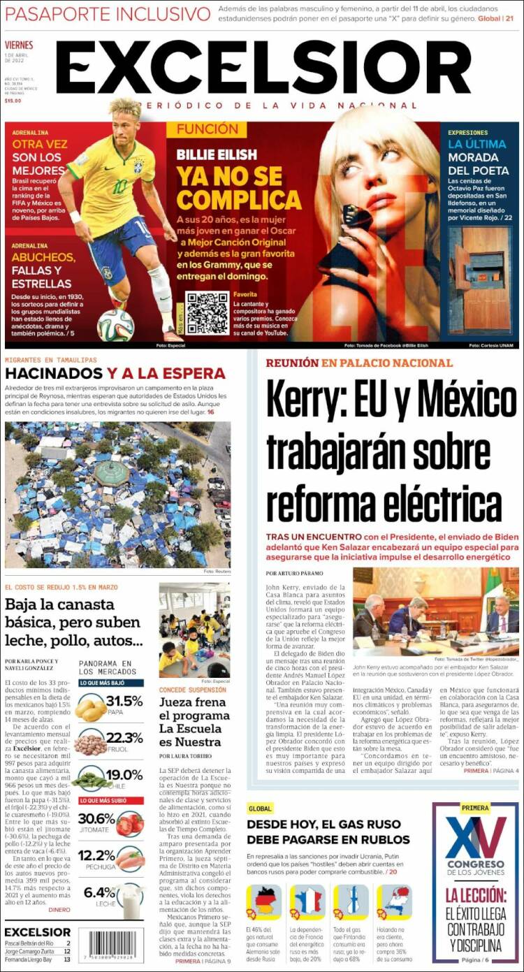 Portada de Excelsior (M&eacute;xico)