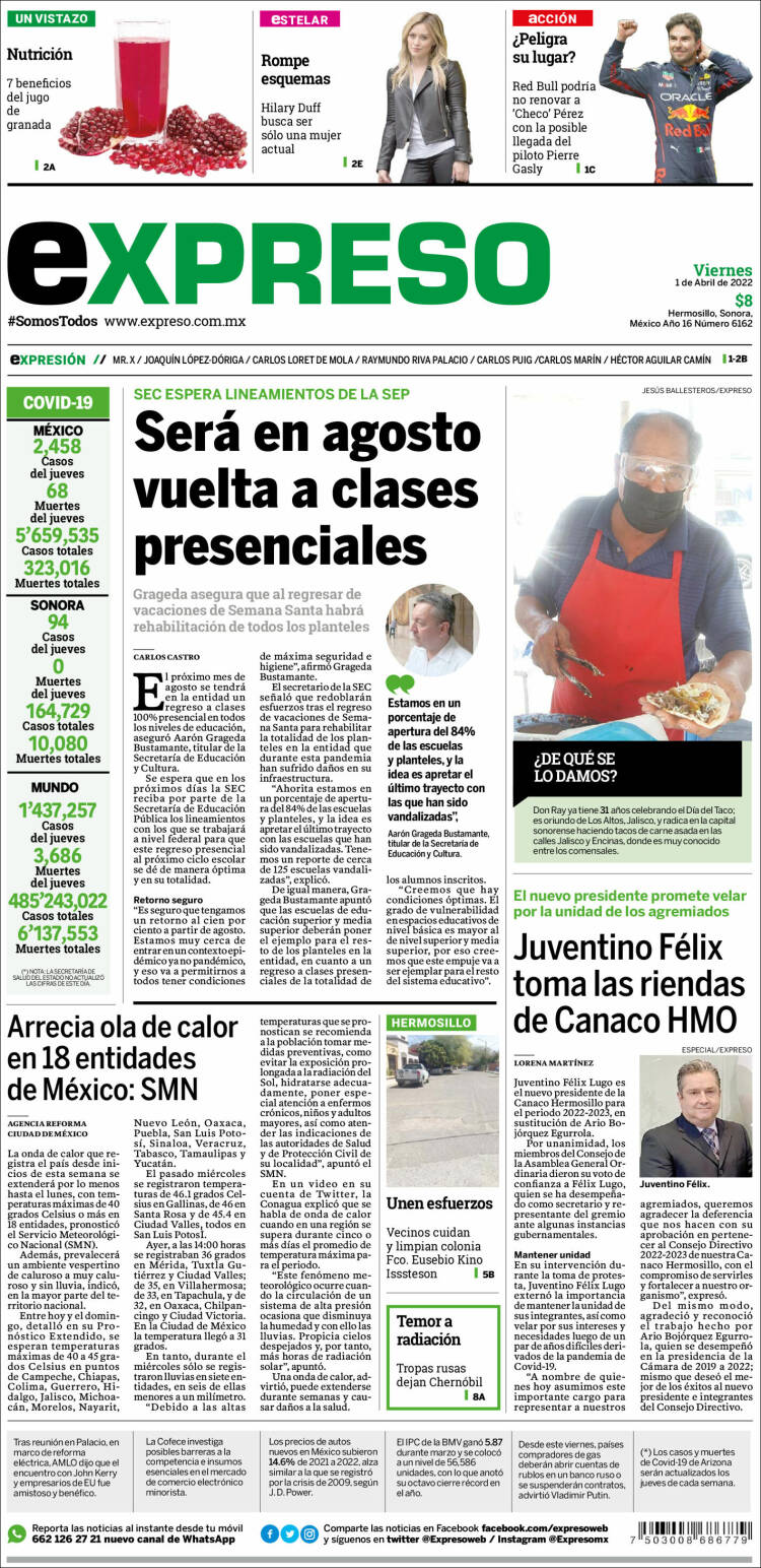 Portada de Expreso (M&eacute;xico)