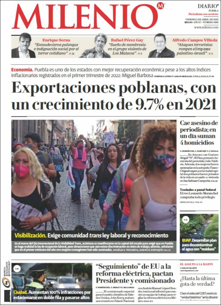 Portada de Milenio de Puebla (M&eacute;xico)