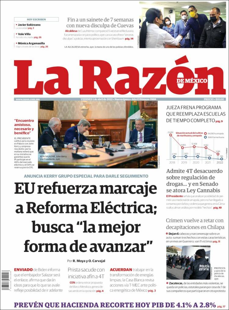 Portada de La Razón (M&eacute;xico)