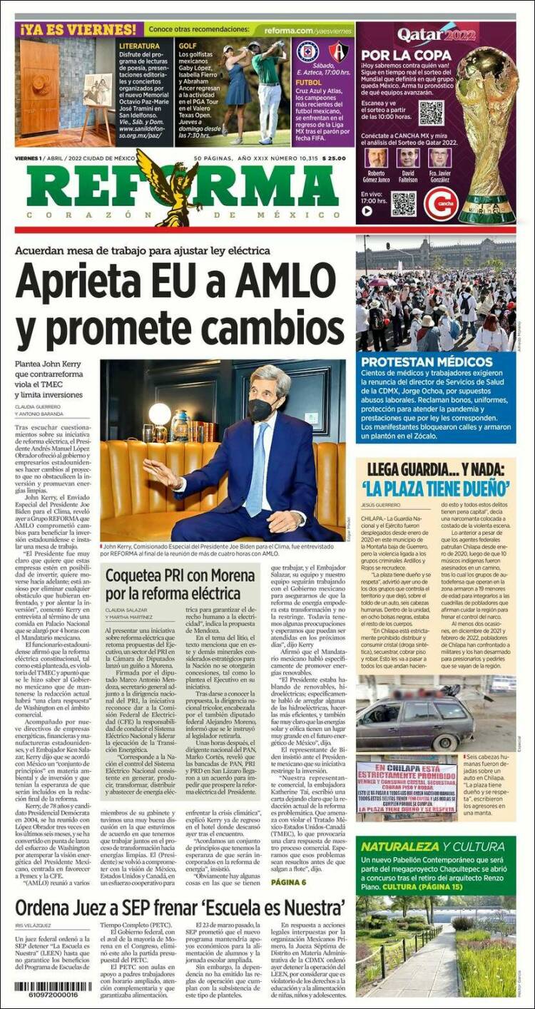 Portada de Reforma (M&eacute;xico)