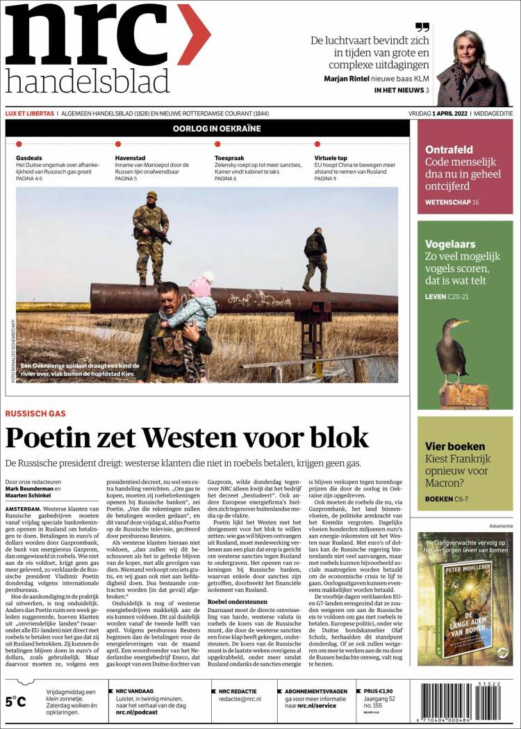 Portada de NRC Handelsblad (Pa&iacute;ses Bajos)