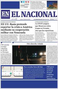 Portada de El Nacional (Venezuela)