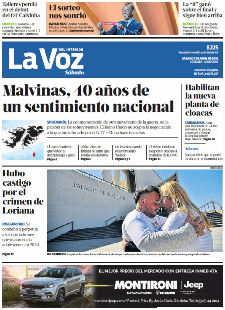 Portada de La Voz del Interior (Argentina)