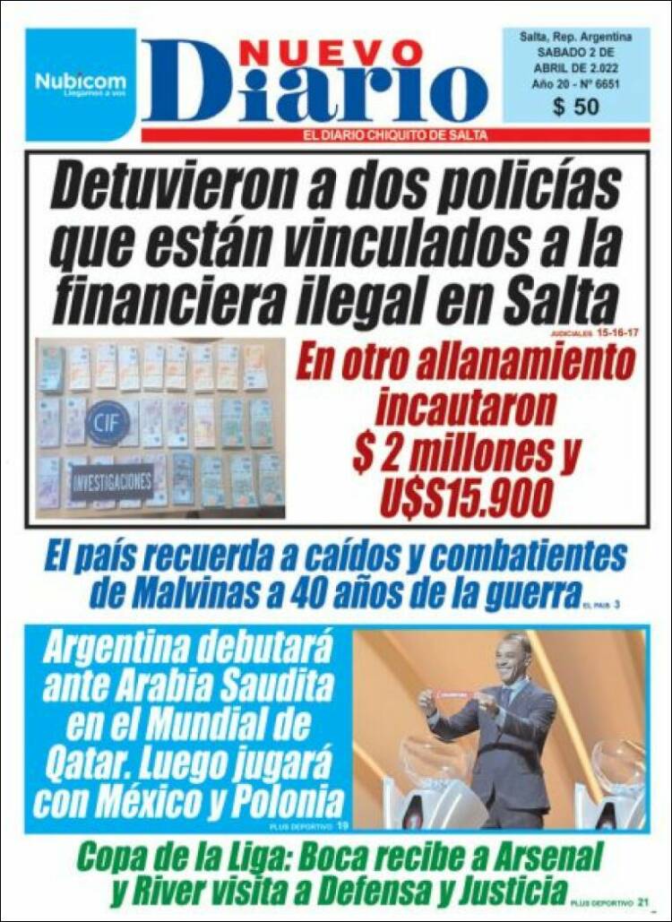 Portada de Nuevo Diario de Salta (Argentine)