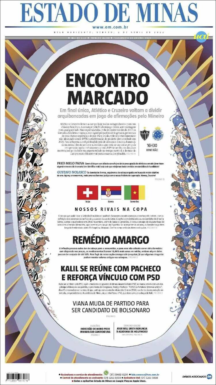 Portada de Jornal Estado de Minas (Brasil)