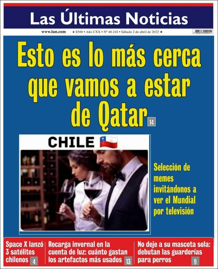 Portada de Las Últimas Noticias (Chile)