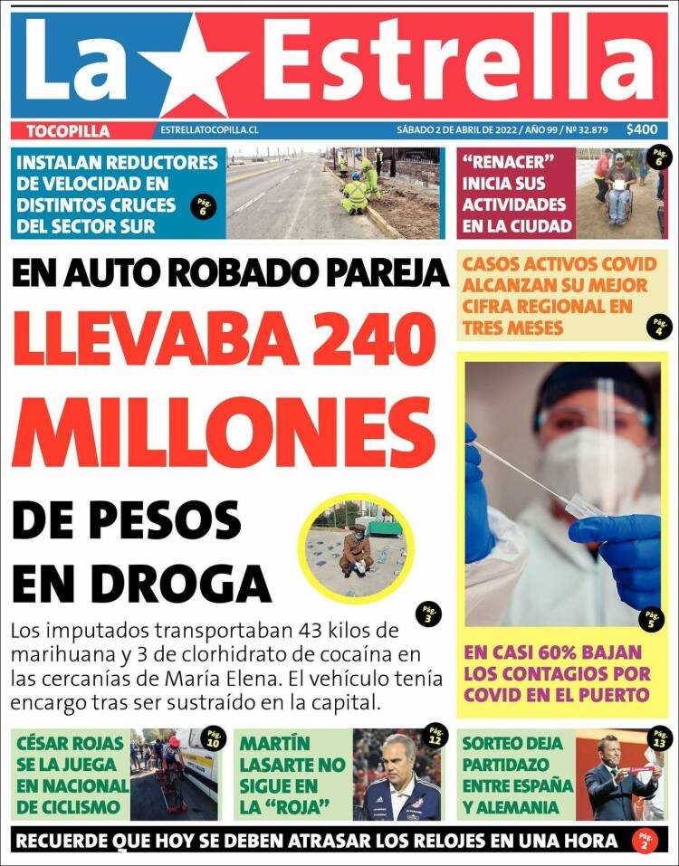 Portada de La Estrella de Tocopilla (Chile)