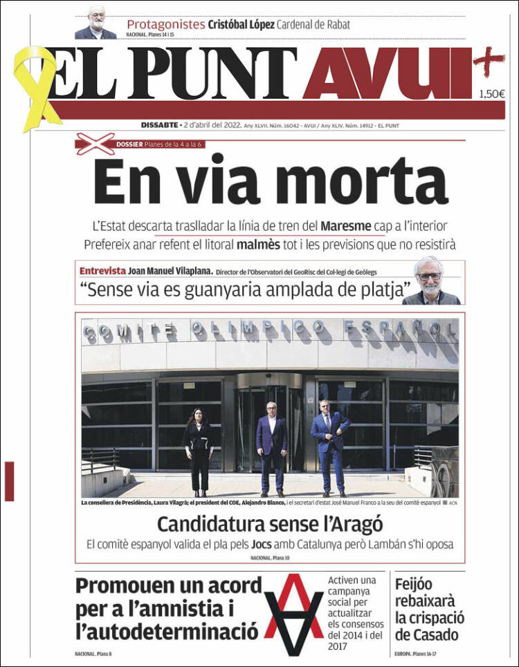 Portada de El Punt Avui (Espa&ntilde;a)