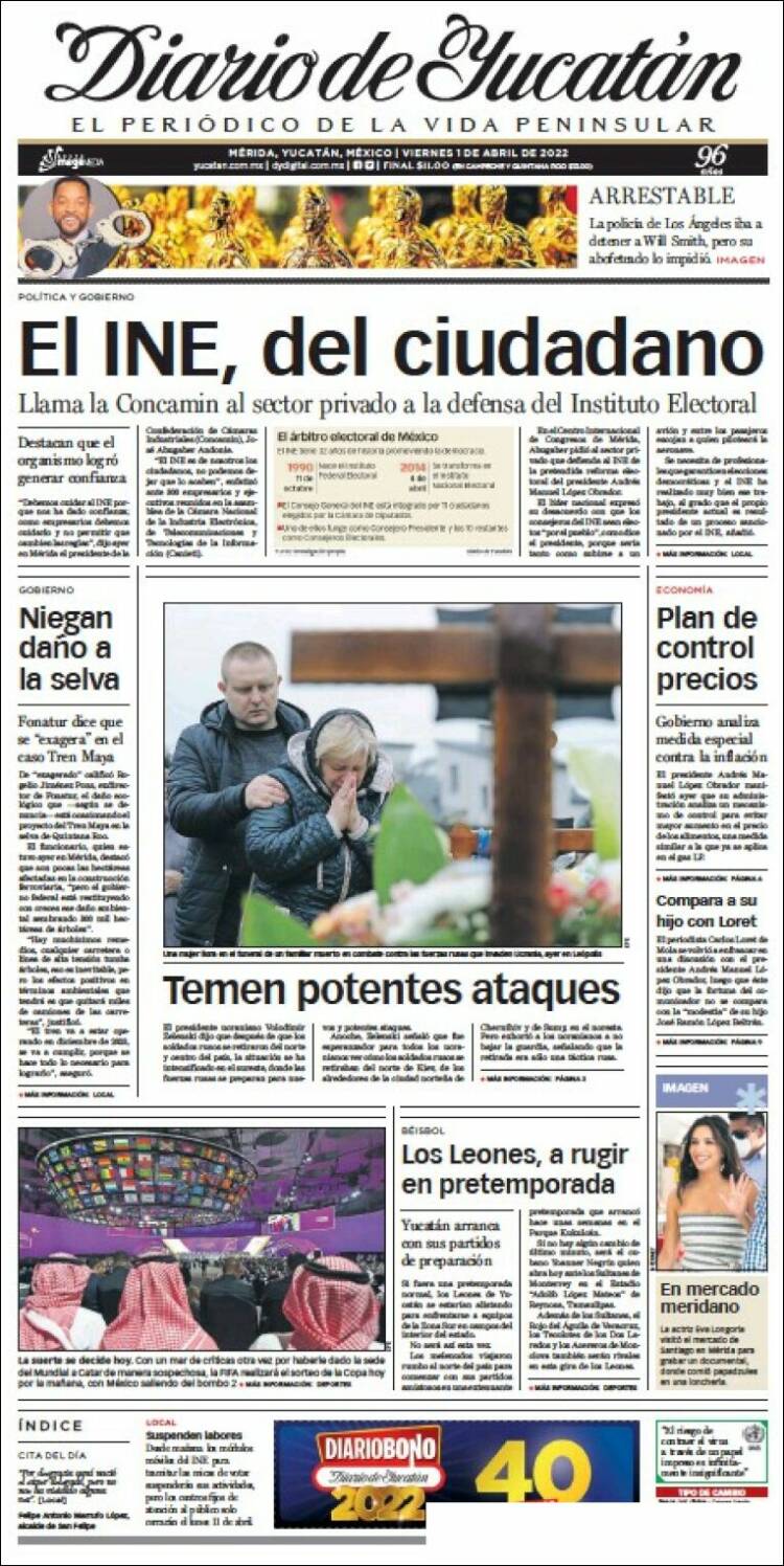 Portada de Diario de Yucatán (M&eacute;xico)