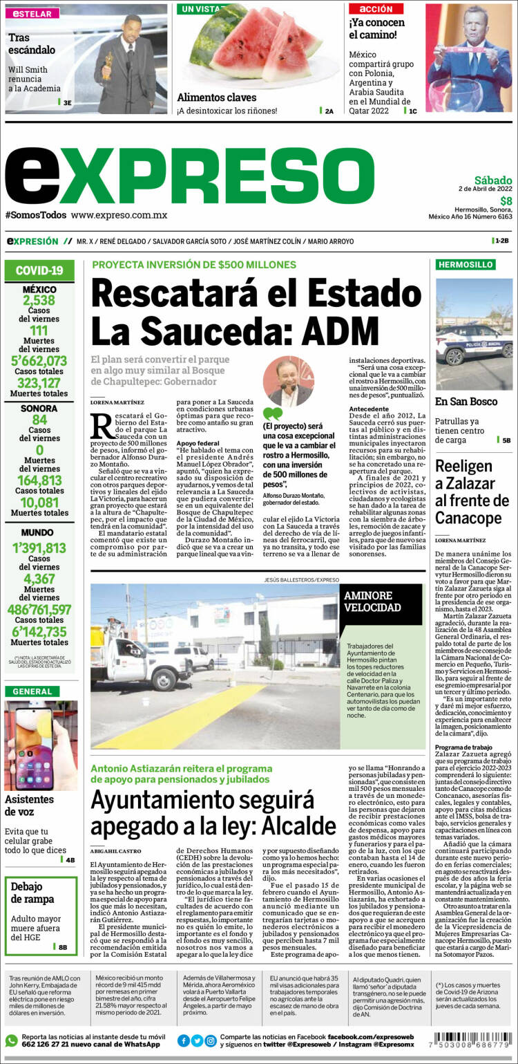 Portada de Expreso (M&eacute;xico)