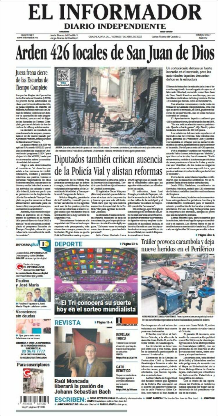 Portada de El Informador (M&eacute;xico)