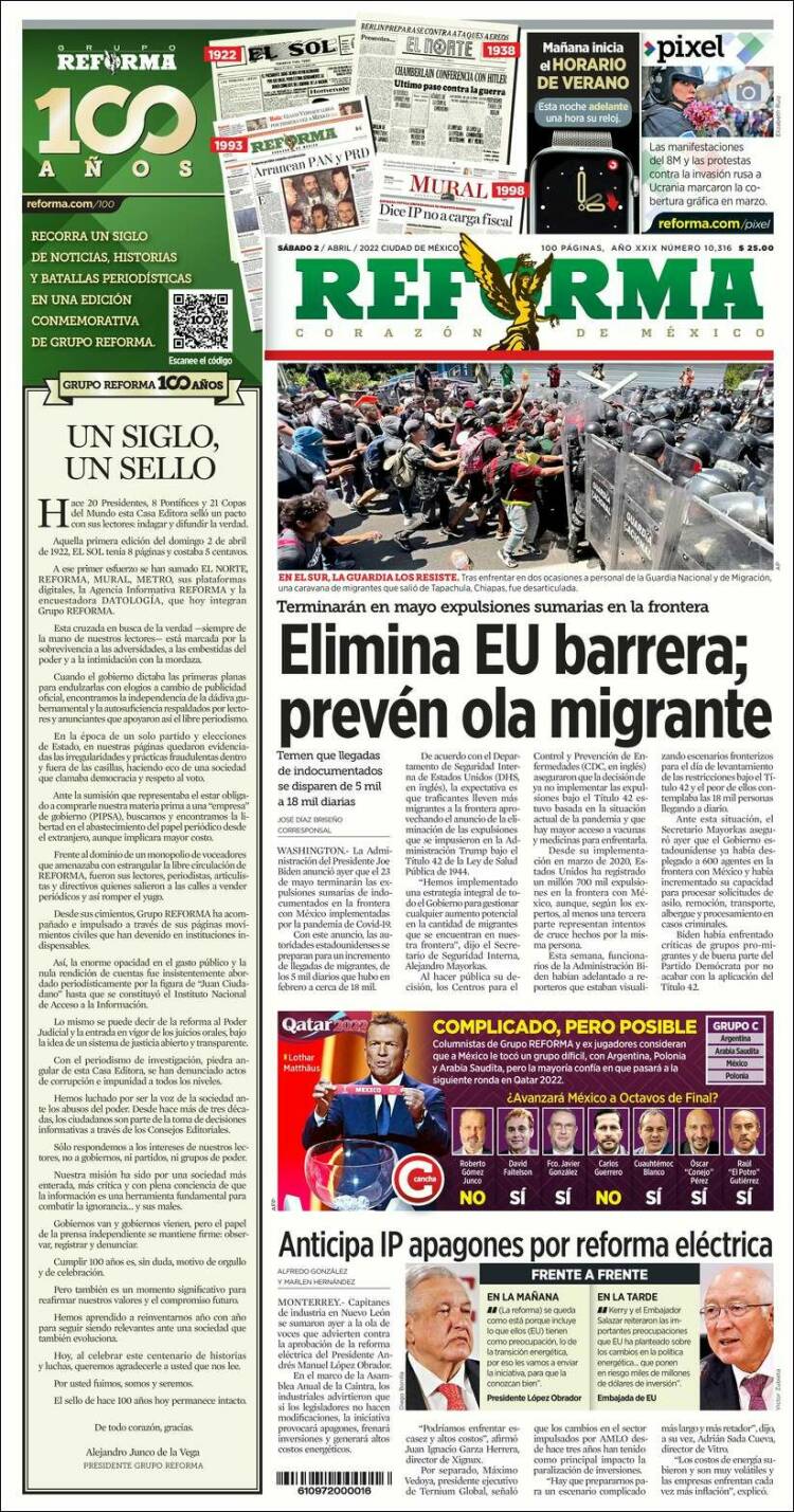 Portada de Reforma (M&eacute;xico)