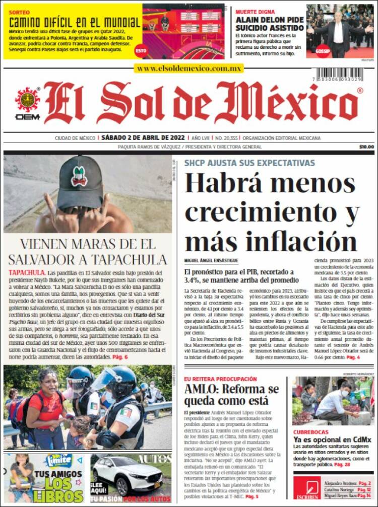 Portada de El Sol de México (M&eacute;xico)