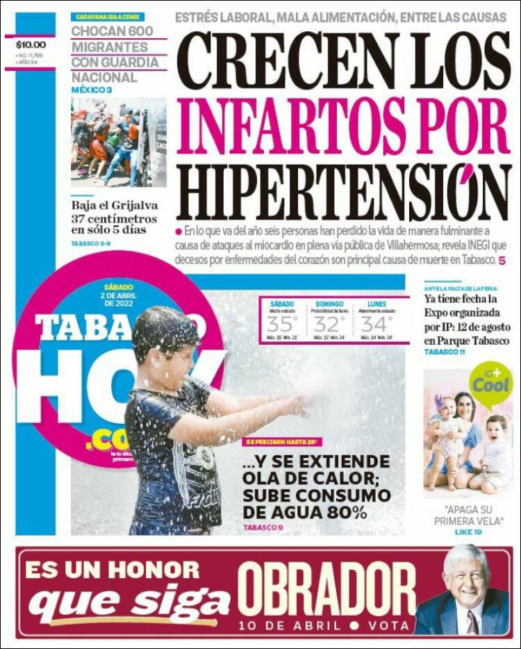 Portada de Tabasco Hoy (M&eacute;xico)