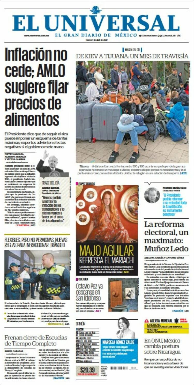 Portada de El Universal (M&eacute;xico)