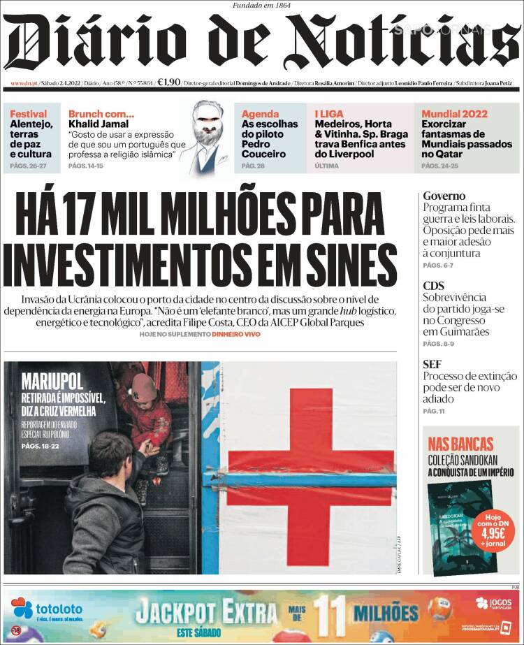 Portada de Diário de Noticias (Portugal)