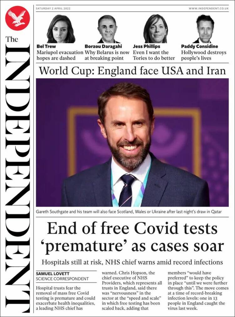 Portada de The Independent (Reino Unido)