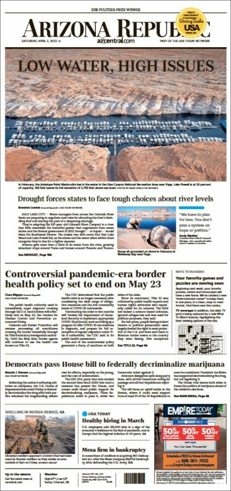 Portada de Arizona Republic News (USA)