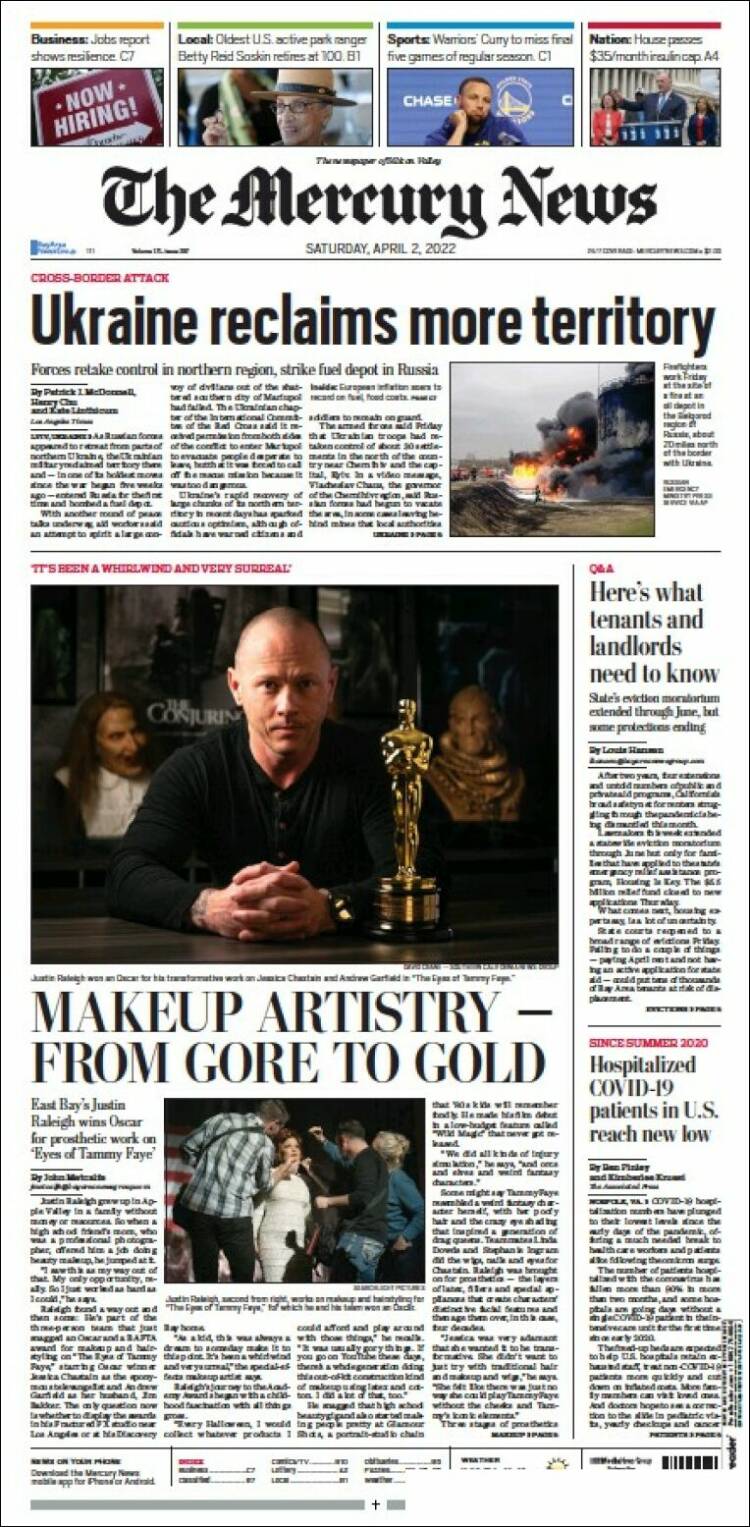 Portada de San Jose Mercury News (USA)