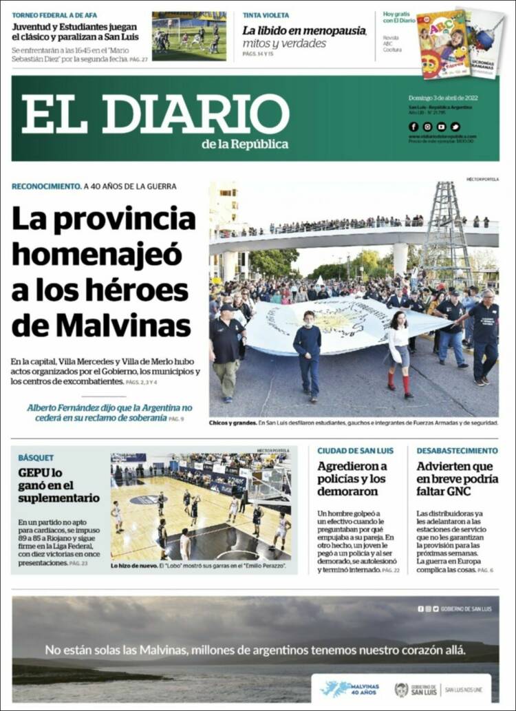 Portada de Diario de la República (Argentina)